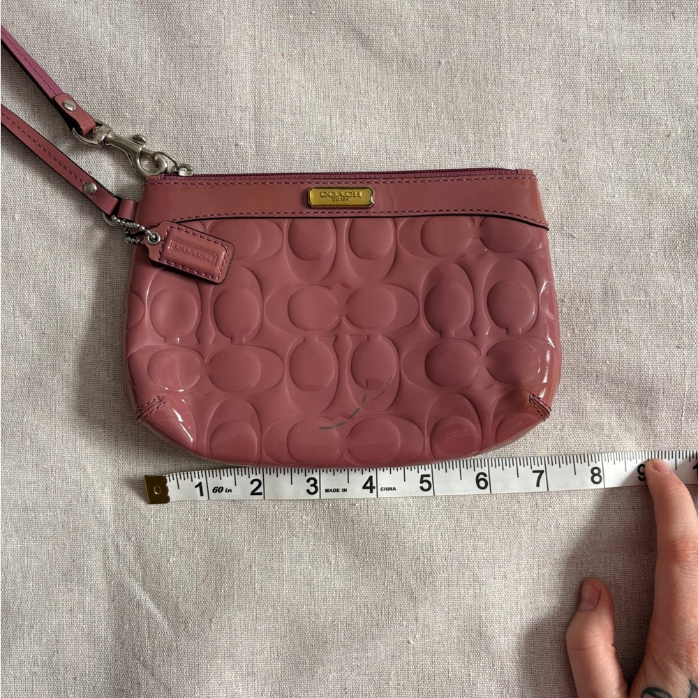 Patent Coach Mauve Wristlet Bag